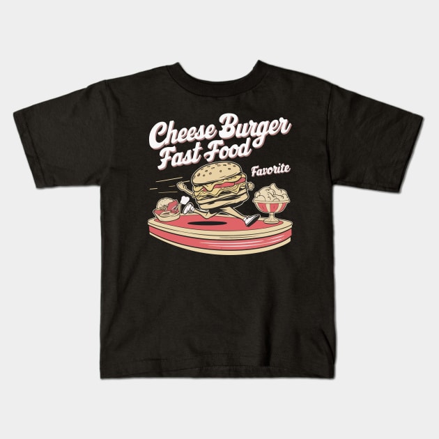 Cheese Burger Fast Food Favorite Kids T-Shirt by Moulezitouna